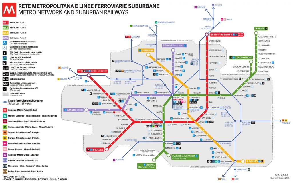 bản đồ metro du lịch milan