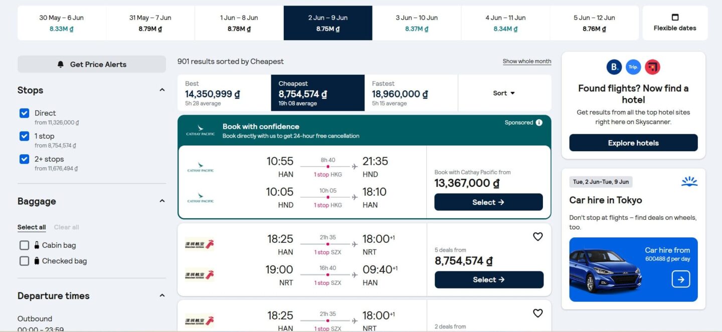 vé máy bay du lịch Nhật